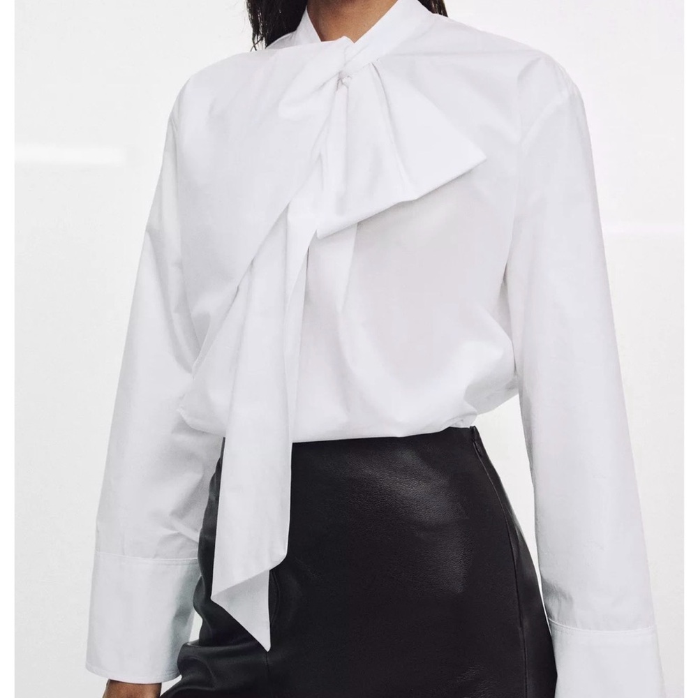 Zara White Cotton Poplin Dress Shirt S